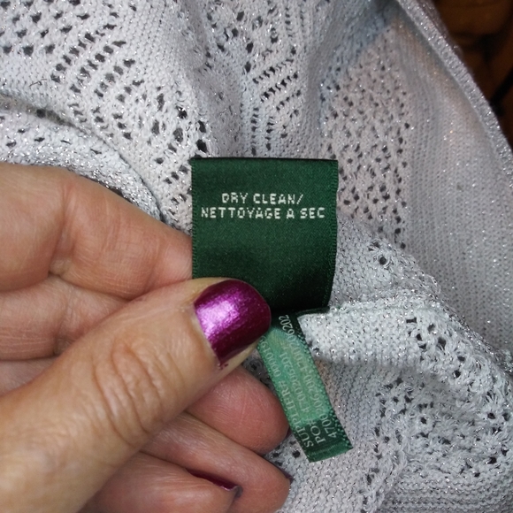 Lauren Ralph Lauren Sparkly Silver Intricate Knit Special Occasion Dress - Picture 11 of 12